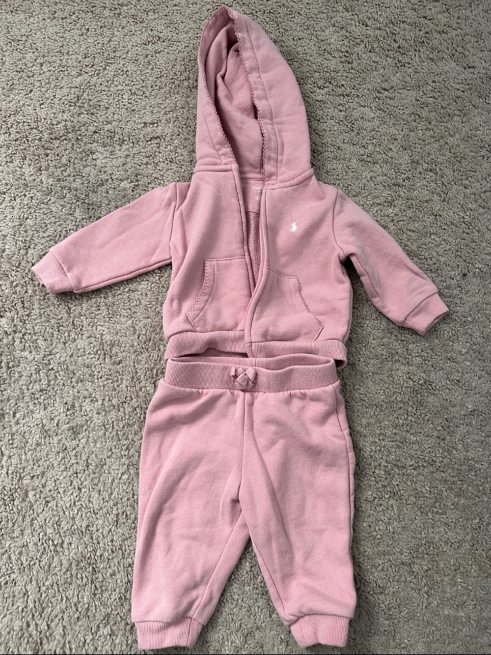 Ralph Lauren Pink Baby Hoodie & Pants Matching Set 6 months